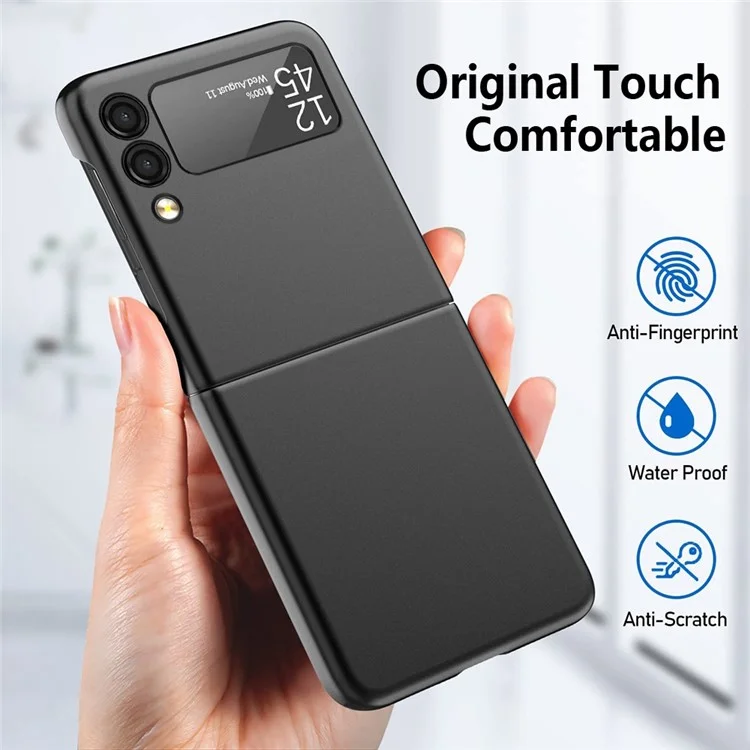 Für Samsung Galaxy Z Flip4 5G Rubberized Ultra Slim Folding PC Phone Case Anti-fingerprint Cover - Schwarz