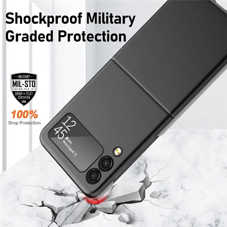 Für Samsung Galaxy Z Flip4 5G Rubberized Ultra Slim Folding PC Phone Case Anti-fingerprint Cover - Schwarz