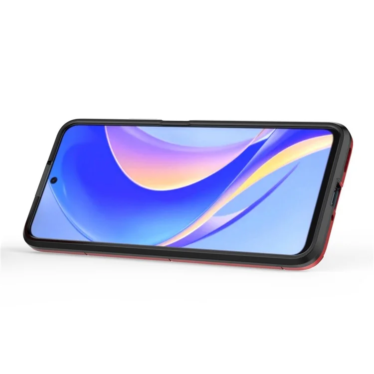 Custodia Protettiva Per Huawei Nova Y90 4G Hard PC + TPU Resistente al Guscio Posteriore Con Cavalletto Dell'anello Delle Dita - Rosso