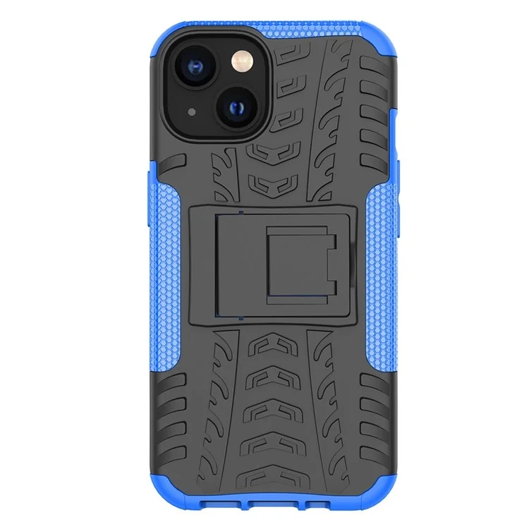 Para Iphone 14 Máximo de 6,7 Polegadas PC Hard PC Soft TPU Caixa de Telefone à Prova de Choque Cool Pneu Pneu Pattern Kickstand Protection Cover - Azul