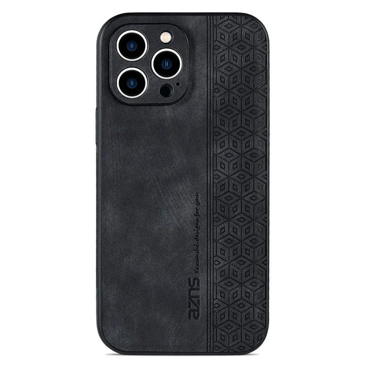 AZNS For iPhone 13 Pro Phone Case PU Leather Coated TPU Drop-proof Mobile Phone Cover - Black
