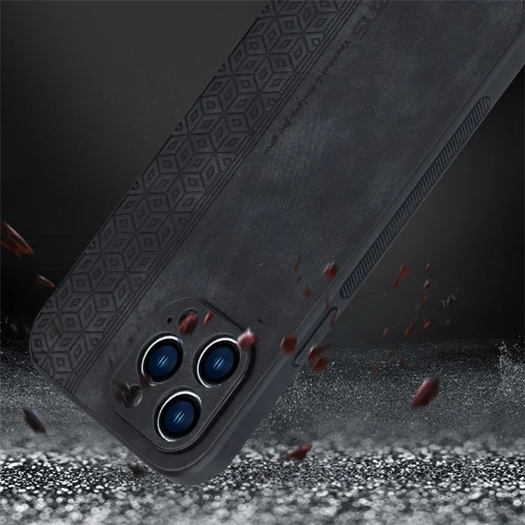 AZNS For iPhone 13 Pro Phone Case PU Leather Coated TPU Drop-proof Mobile Phone Cover - Black
