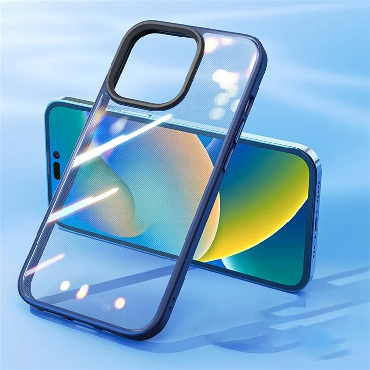 Rock Transparent Phone Case Pour Iphone 14 6,1 Pouces Tpu + pc Téléphone Anti-drop Couverture de Téléphone Résistant Aux Rayures - Bleu