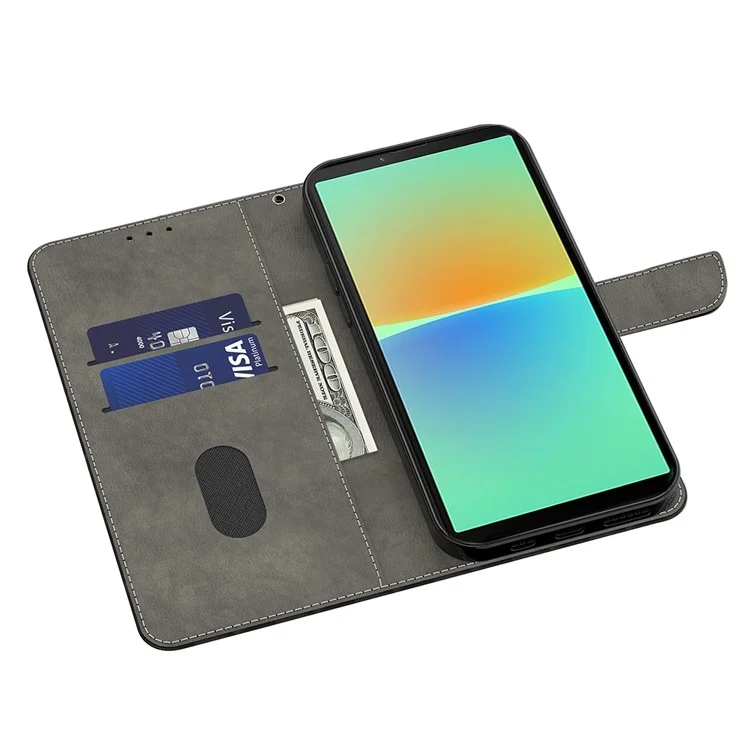 Für Sony Xperia 10 IV 5G 3D Kreatives Muster Druck PU Leder Flip Wallet Hülle Ständer Buchstyle Magnetic Protective Cover Mit Riemen - Weiße Katze