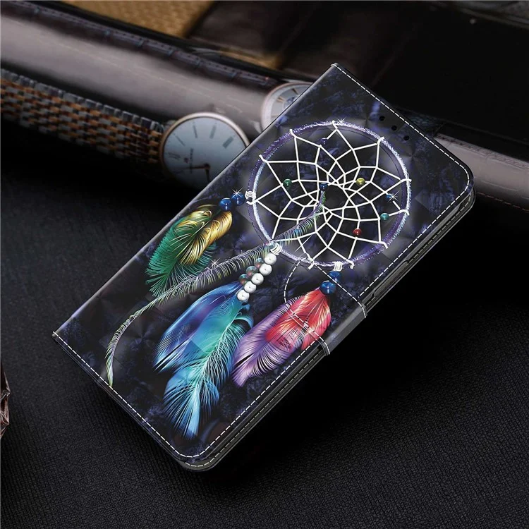 Para Xiaomi Redmi 10C 4G 3D Patrón de Impresión Diseño Flip Billetera PU Cierre de Cuero Magnético Cubierta de Soporte Con Correa - Catchante de Ensueño Colorido