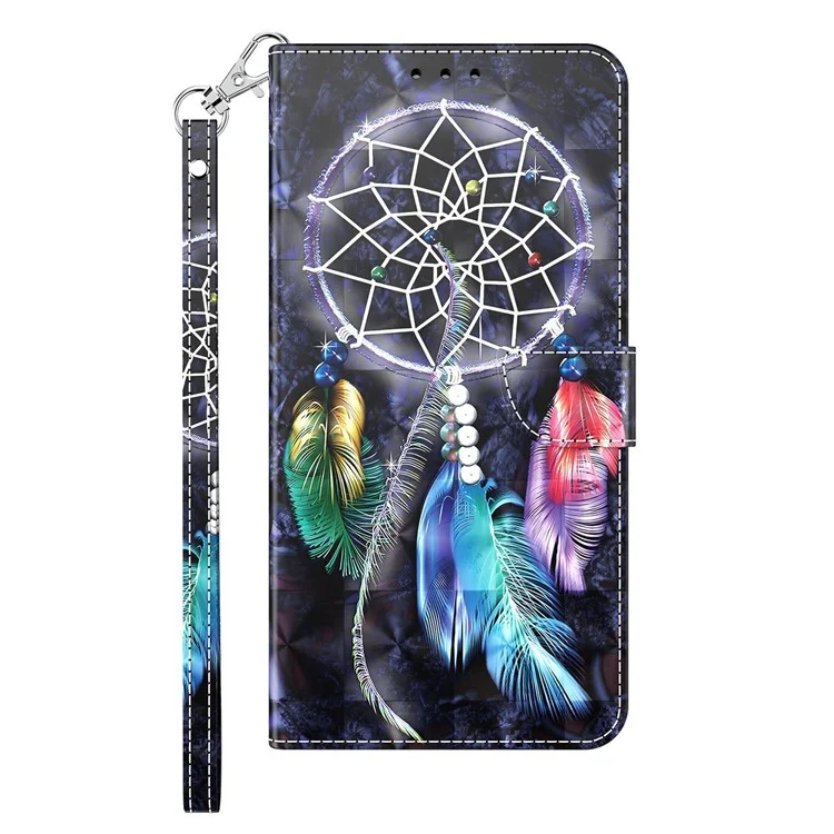 Para Xiaomi Redmi 10C 4G 3D Patrón de Impresión Diseño Flip Billetera PU Cierre de Cuero Magnético Cubierta de Soporte Con Correa - Catchante de Ensueño Colorido
