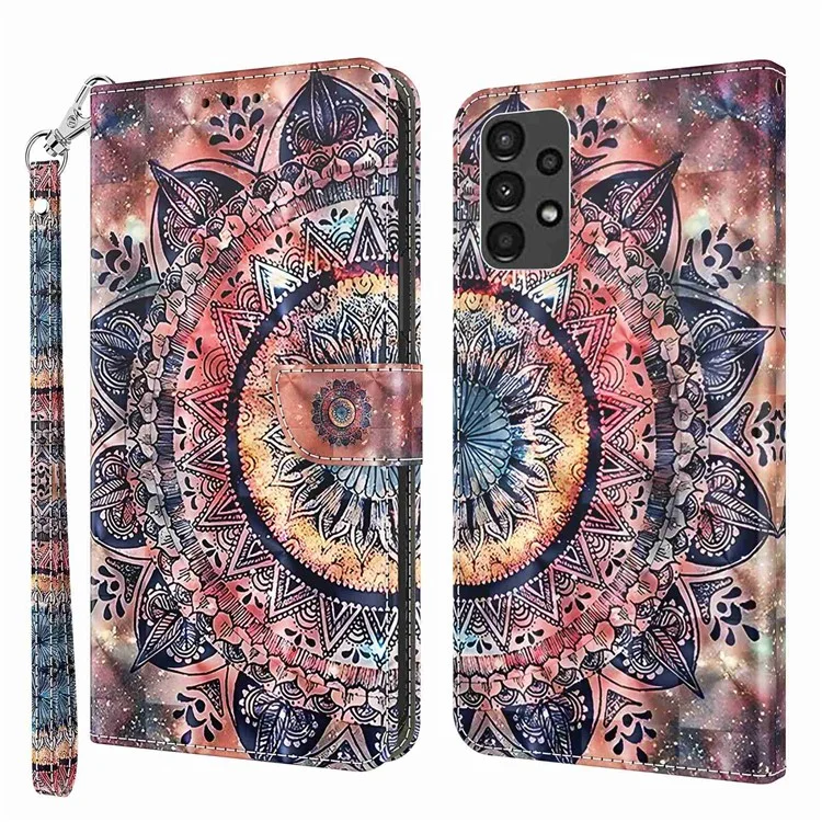 Per Samsung Galaxy A13 4G / 5G / A04s 4G (164,7 x 76,7 x 9,1 mm) Custodia a portafoglio in pelle PU con stampa creativa 3D, design a portafoglio, supporto magnetico con cinturino - Mandale colorate