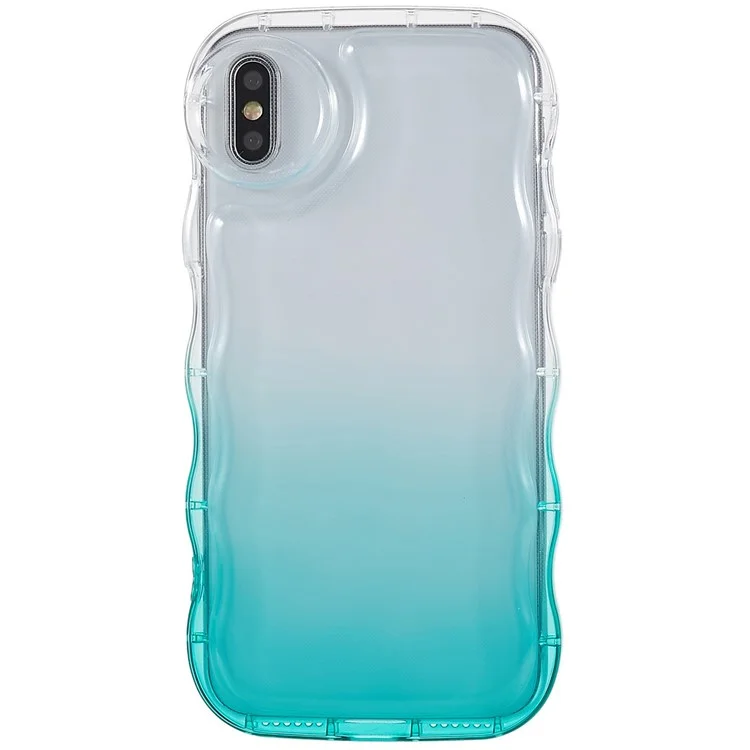 Pour Iphone X / XS Max 6,5 Pouces Graflures Sur Les Ondes Brillantes en Forme de Gradient de Bord en Forme D'onde Protecteur Soft TPU Téléphone - Green de Lac Transparent