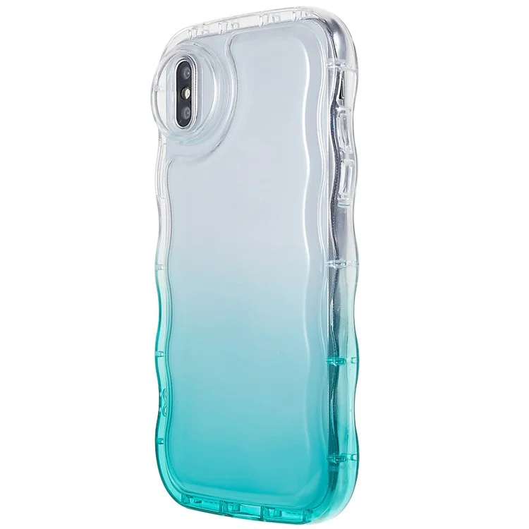 Pour Iphone X / XS Max 6,5 Pouces Graflures Sur Les Ondes Brillantes en Forme de Gradient de Bord en Forme D'onde Protecteur Soft TPU Téléphone - Green de Lac Transparent