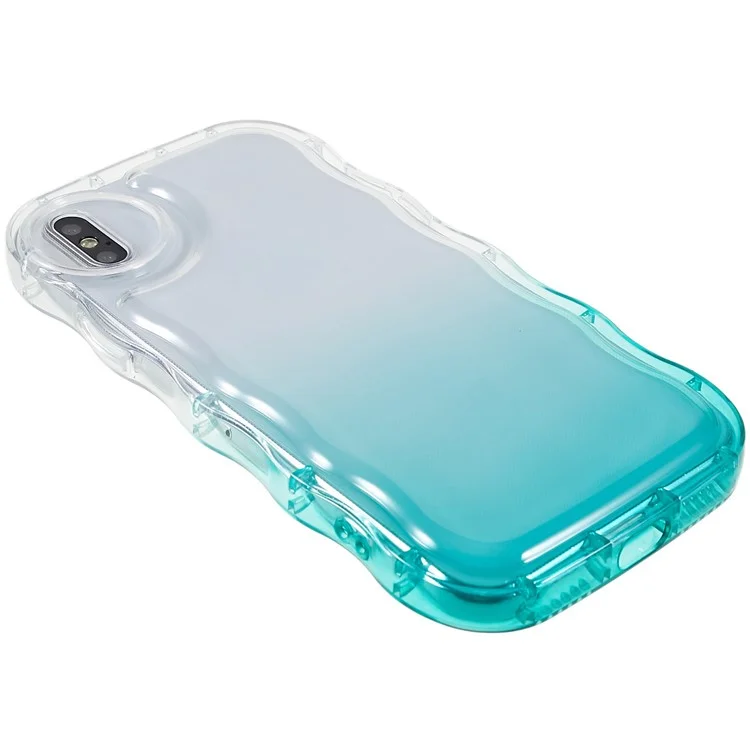 Pour Iphone X / XS Max 6,5 Pouces Graflures Sur Les Ondes Brillantes en Forme de Gradient de Bord en Forme D'onde Protecteur Soft TPU Téléphone - Green de Lac Transparent