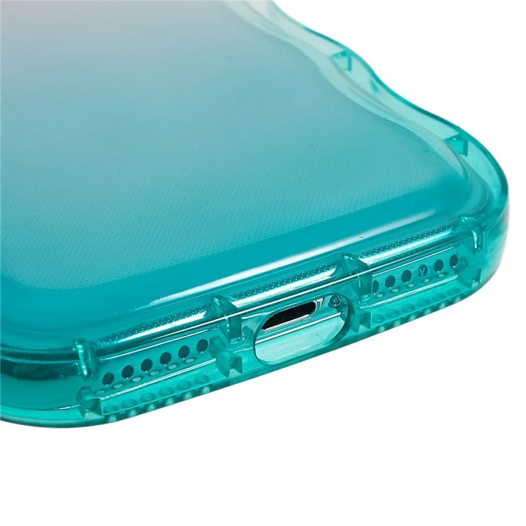 Pour Iphone X / XS Max 6,5 Pouces Graflures Sur Les Ondes Brillantes en Forme de Gradient de Bord en Forme D'onde Protecteur Soft TPU Téléphone - Green de Lac Transparent