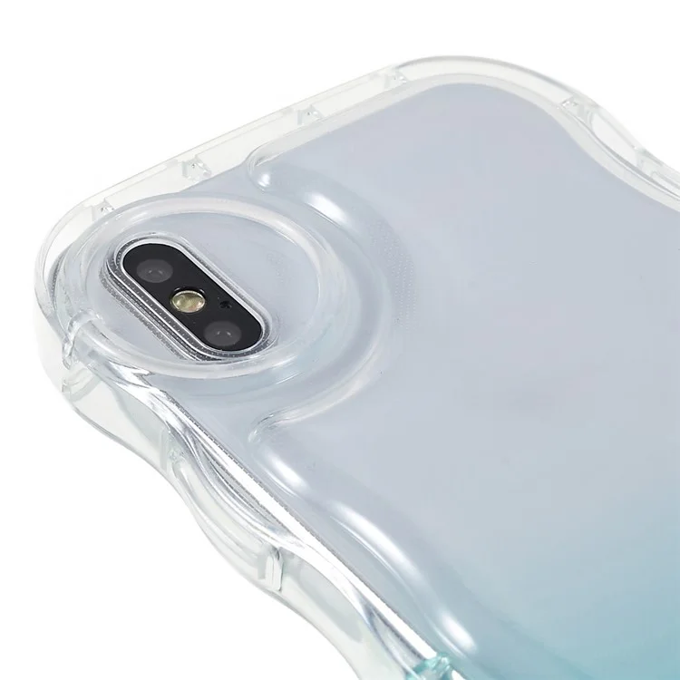 Pour Iphone X / XS Max 6,5 Pouces Graflures Sur Les Ondes Brillantes en Forme de Gradient de Bord en Forme D'onde Protecteur Soft TPU Téléphone - Green de Lac Transparent