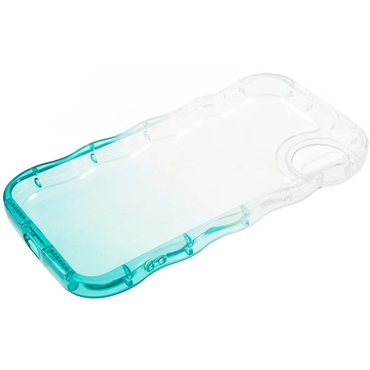 Pour Iphone X / XS Max 6,5 Pouces Graflures Sur Les Ondes Brillantes en Forme de Gradient de Bord en Forme D'onde Protecteur Soft TPU Téléphone - Green de Lac Transparent