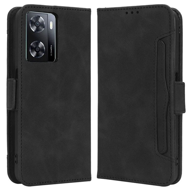 Cover protettiva antigraffio per Oppo A57 4G / A57s 4G / A57 (CPH2387) (Versione Taiwan) Custodia Flip in pelle PU con scomparti multifunzione - Nero
