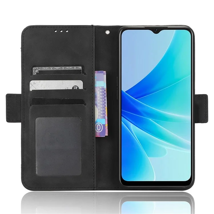 Cover protettiva antigraffio per Oppo A57 4G / A57s 4G / A57 (CPH2387) (Versione Taiwan) Custodia Flip in pelle PU con scomparti multifunzione - Nero