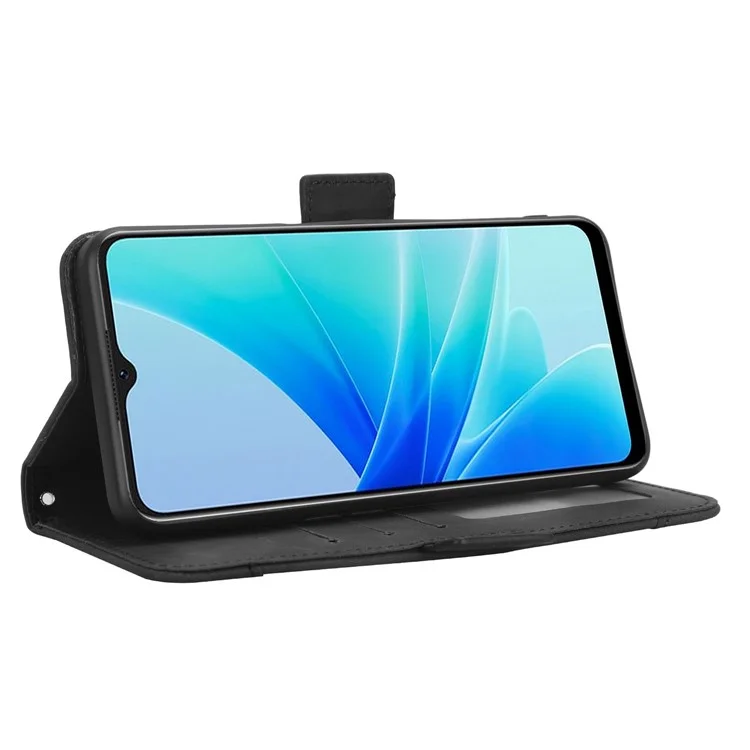 Cover protettiva antigraffio per Oppo A57 4G / A57s 4G / A57 (CPH2387) (Versione Taiwan) Custodia Flip in pelle PU con scomparti multifunzione - Nero