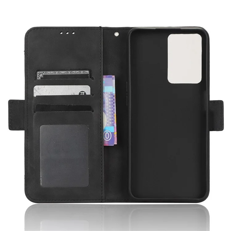 Cover protettiva antigraffio per Oppo A57 4G / A57s 4G / A57 (CPH2387) (Versione Taiwan) Custodia Flip in pelle PU con scomparti multifunzione - Nero