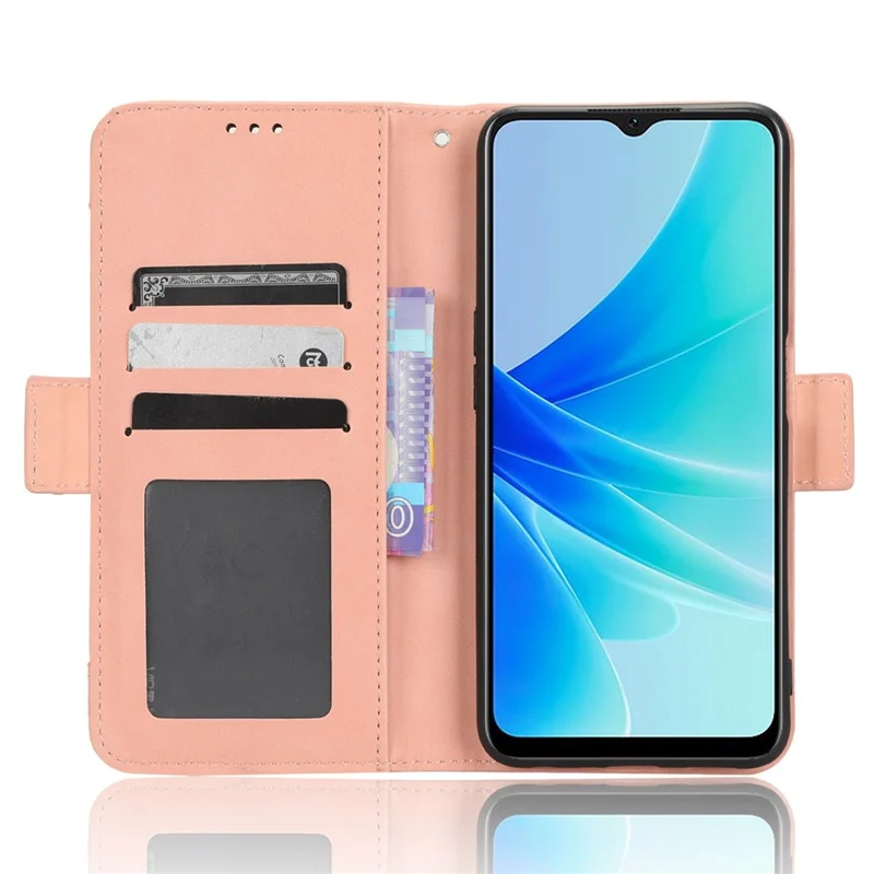 Funda de teléfono a prueba de arañazos para Oppo A57 4G / A57s 4G / A57 (CPH2387) (Versión de Taiwán) Funda de billetera de cuero de PU con múltiples ranuras para tarjetas - Rosa