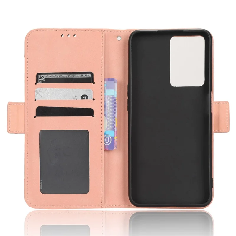 Funda de teléfono a prueba de arañazos para Oppo A57 4G / A57s 4G / A57 (CPH2387) (Versión de Taiwán) Funda de billetera de cuero de PU con múltiples ranuras para tarjetas - Rosa