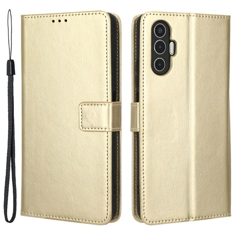 Para Tecno Pova 3 4G Caixa de Carteira de Flip -choque à Prova de Choque Stand Crazy Horse Texture PU Couro de Couro Cappo de Proteção Tampa de Proteção - Ouro