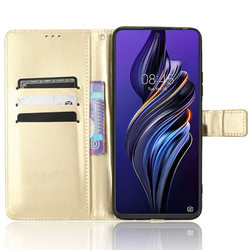 Para Tecno Pova 3 4G Caixa de Carteira de Flip -choque à Prova de Choque Stand Crazy Horse Texture PU Couro de Couro Cappo de Proteção Tampa de Proteção - Ouro