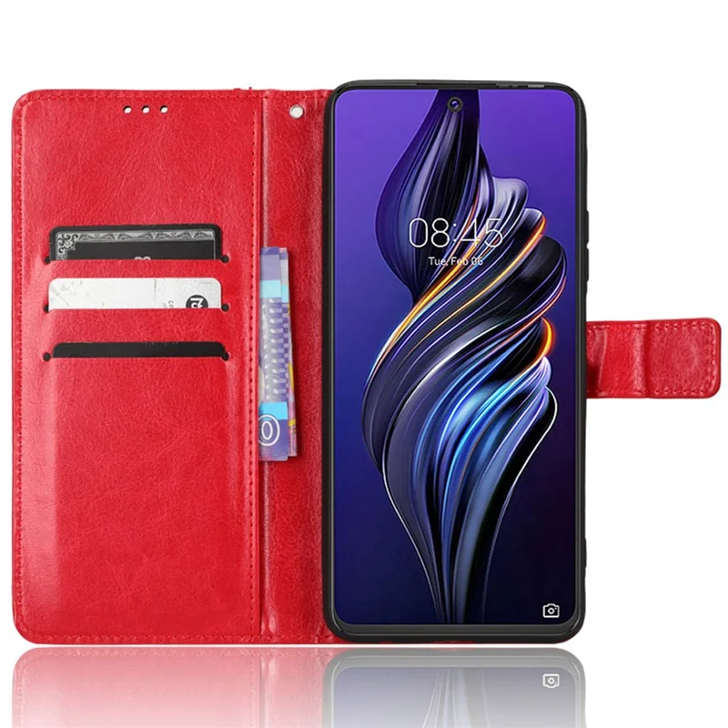 Para Tecno Pova 3 4G Caixa de Carteira de Flip -choque à Prova de Choque Stand Crazy Horse Texture PU Couro de Couro Cappo de Proteção Tampa de Proteção - Vermelho