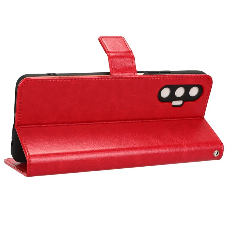 Para Tecno Pova 3 4G Caixa de Carteira de Flip -choque à Prova de Choque Stand Crazy Horse Texture PU Couro de Couro Cappo de Proteção Tampa de Proteção - Vermelho