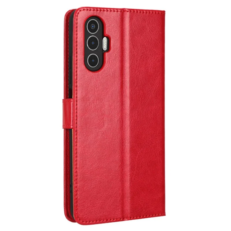 Para Tecno Pova 3 4G Caixa de Carteira de Flip -choque à Prova de Choque Stand Crazy Horse Texture PU Couro de Couro Cappo de Proteção Tampa de Proteção - Vermelho