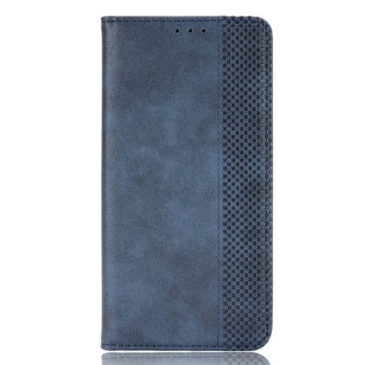 For TECNO Pova 3 4G Magnetic Auto Closing Retro Imprint Pattern Scratch Proof PU Leather Wallet Case Phone Stand Shell Cover - Blue