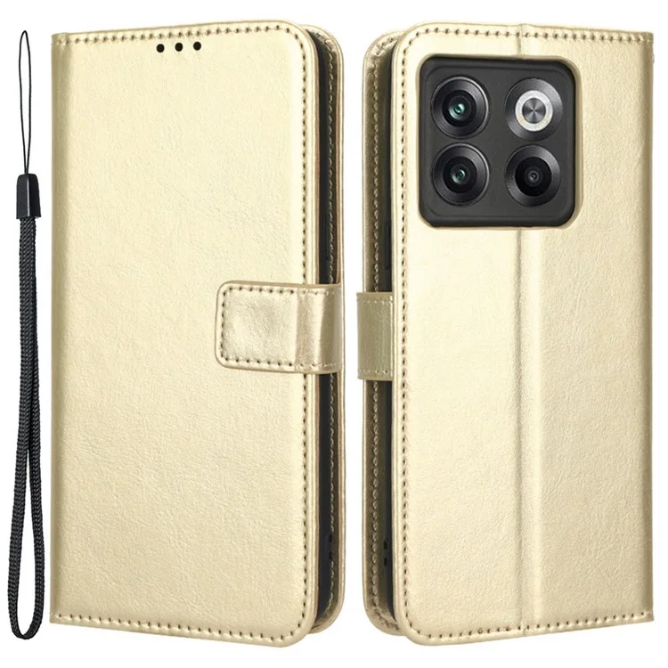 Crazy Horse Texture Case Stand per OnePlus 10T 5G / Ace Pro 5G, Guscio Wallet in Pelle PU + TPU Anti-usura Anti-caduta - Oro