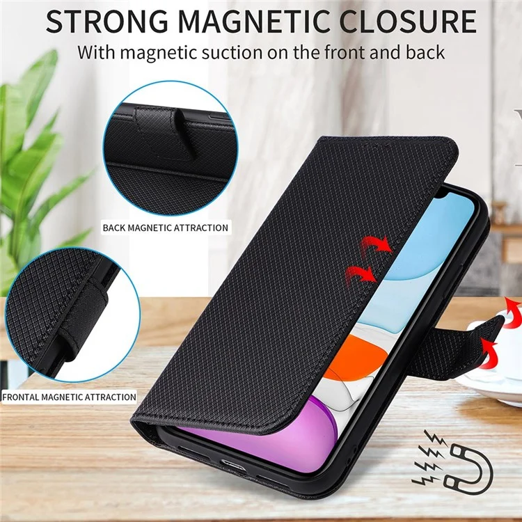 Para OnePlus 10T 5G / Ace Pro 5G Diamond Texture Collision Resistant Phone Shell Magnetic Clasp PU Leather Stand Wallet Case with Wrist Strap - Marrom