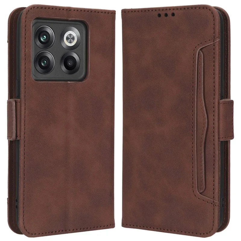 Funda de teléfono a prueba de golpes para OnePlus 10T 5G / Ace Pro 5G, funda de cartera de cuero PU con múltiples ranuras para tarjetas - Marrón