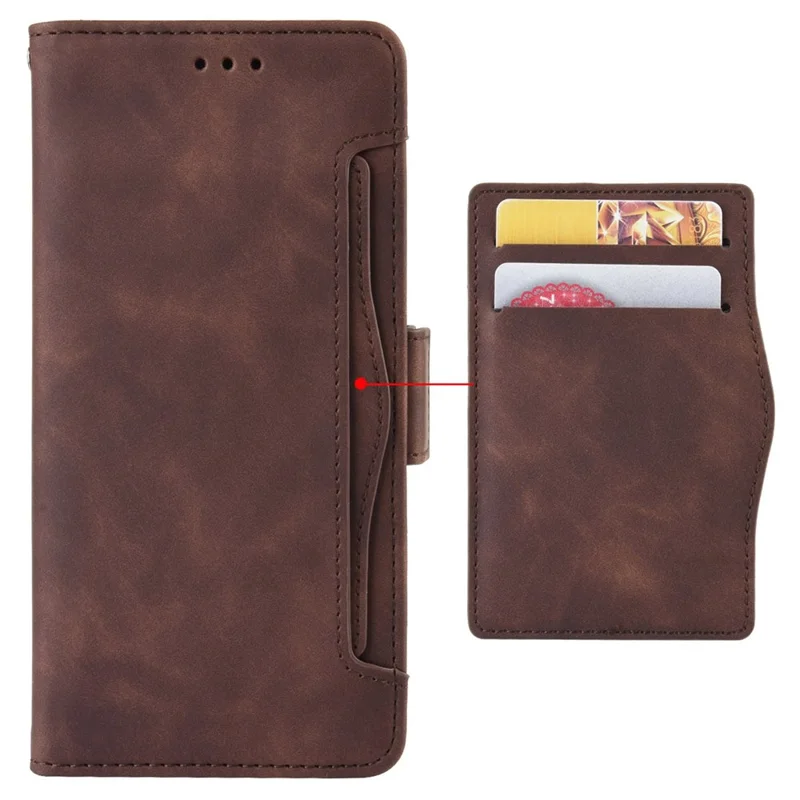 Funda de teléfono a prueba de golpes para OnePlus 10T 5G / Ace Pro 5G, funda de cartera de cuero PU con múltiples ranuras para tarjetas - Marrón