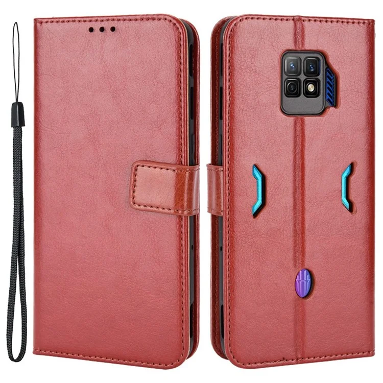 Crazy Horse Texture Phone Hülle Für ZTE Nubia Red Magic 7s Pro 5G, Anti-wear PU Leder-telefon Flip Wallet Ständer Schutzabdeckung - Braun