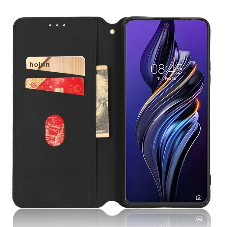 Para Tecno Pova 3 4G Lf7n Imprimindo Rhombus Padrão Caixa de Carteira Magnetic Caixa Magnetic PU Stand Stand Full Protection Tampo do Telefone - Vermelho