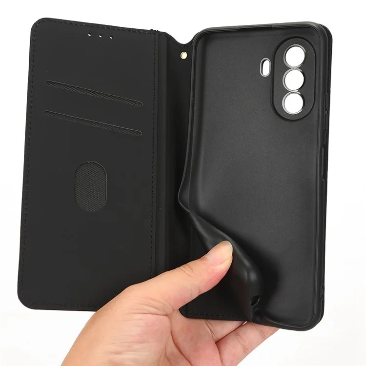 Funda Tipo Cartera Flip para Huawei nova Y70 4G / nova Y70 Plus 4G / Enjoy 50 4G, Funda de Teléfono de Cuero PU con Soporte y Patrón de Rombos Estampado - Azul