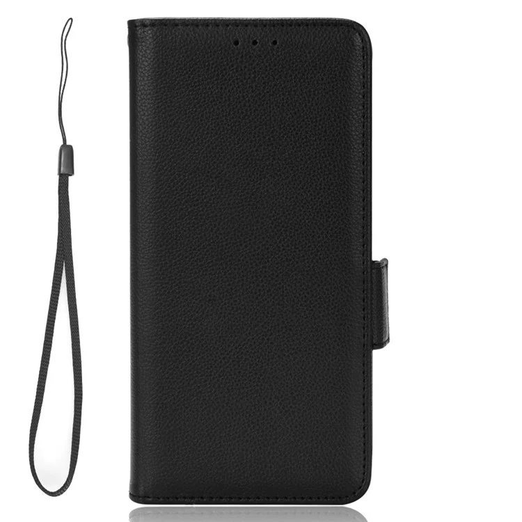Litchi Texture Phone Cover For Huawei nova Y90 4G / Enjoy 50 Pro 4G, Scratch-resistant PU Leather Dual Magnetic Clasp Phone Wallet Stand Case - Black