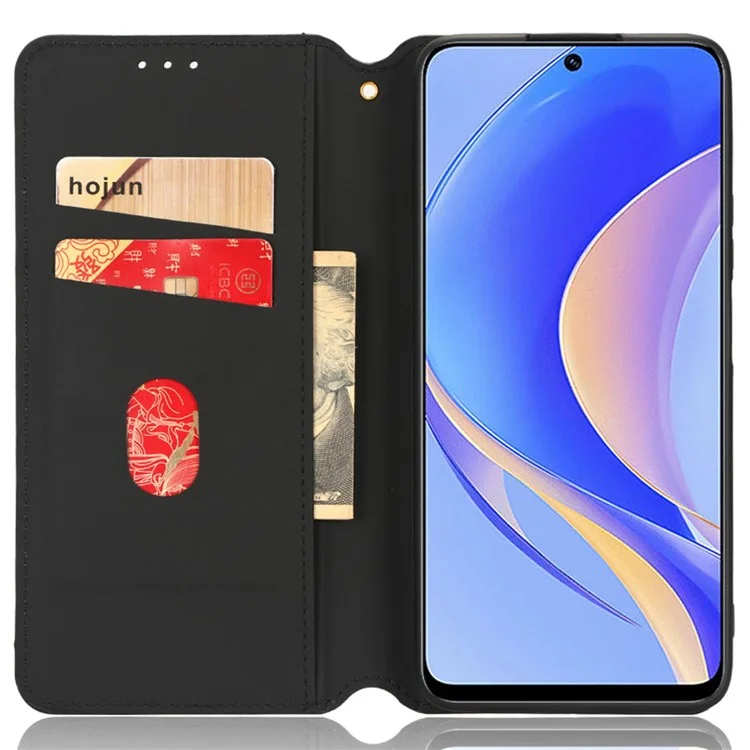 For Huawei nova Y90 4G / Enjoy 50 Pro 4G Imprinting Rhombus Pattern Phone Flip Leather Case Stand Anti-scratch Phone Wallet Cover - Black