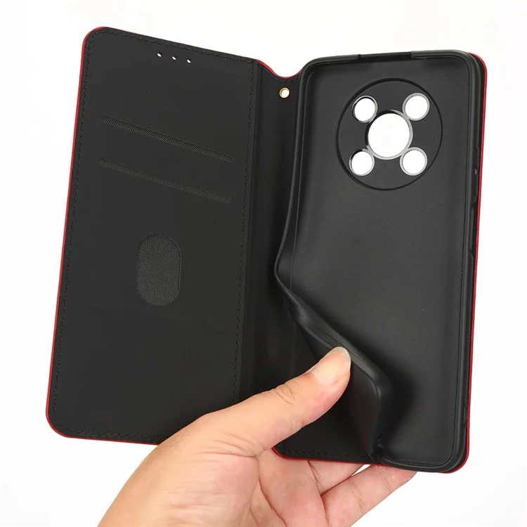 For Huawei nova Y90 4G / Enjoy 50 Pro 4G Imprinting Rhombus Pattern Phone Flip Leather Case Stand Anti-scratch Phone Wallet Cover - Black