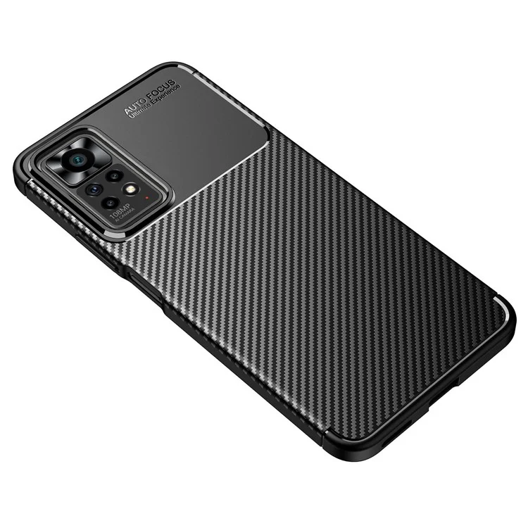 Pour Xiaomi Redmi Note 11 Pro + 5G / Remarque 11 Pro 5G Texture en Fibre de Carbone Couverture de Téléphone Ultra Slim Soft TPU Back Back - le Noir