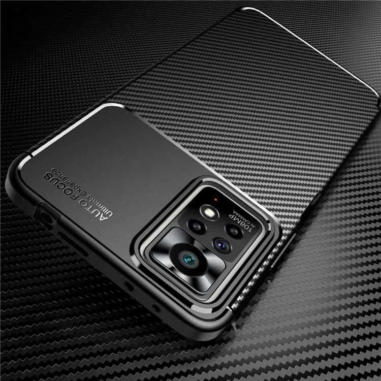 For Xiaomi Redmi Note 11 Pro+ 5G / Note 11 Pro 5G Carbon Fiber Texture Phone Cover Ultra Slim Soft TPU Back Case - Black