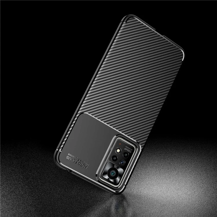 For Xiaomi Redmi Note 11 Pro+ 5G / Note 11 Pro 5G Carbon Fiber Texture Phone Cover Ultra Slim Soft TPU Back Case - Black