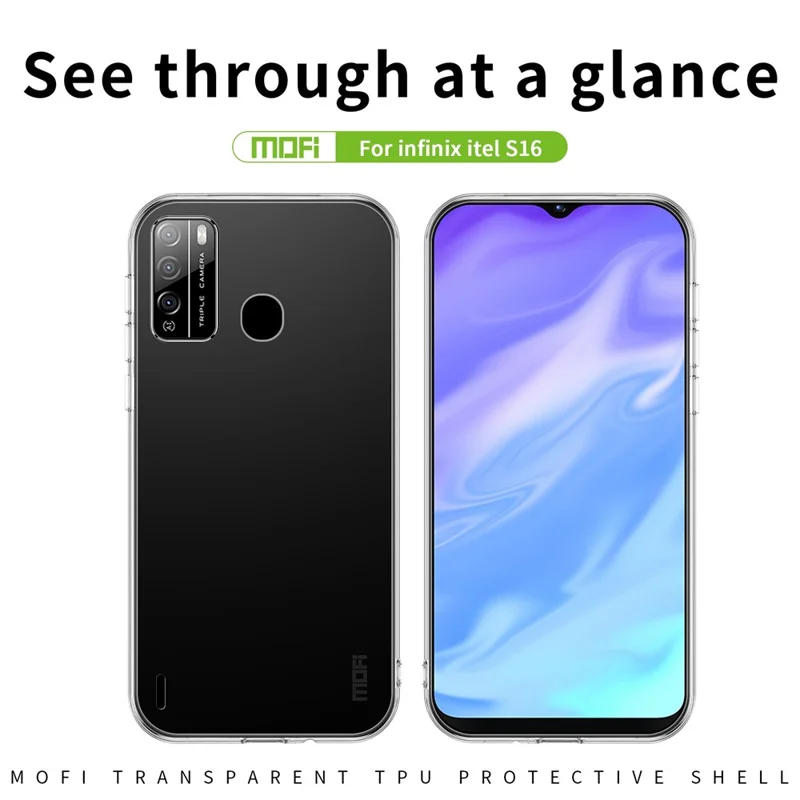 MOFI dla itel S16 / Vision 1 Pro przezroczysta cienka obudowa na telefon miękki TPU ochronna obudowa przeciwwypadkowa