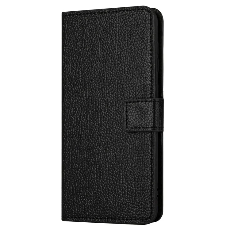 For OnePlus 10T 5G / Ace Pro 5G Litchi Texture PU Leather Phone Case Stand Anti-scratch Wallet Cover Protective Phone Shell - Black