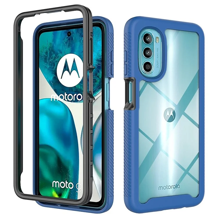 Per Motorola Moto G52 4G / G82 5G Custodia Telefonica in Acrilico + PC + TPU Antiurto Trasparente Protettiva - Blu Scuro