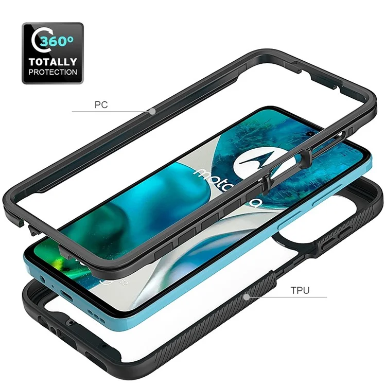 Per Motorola Moto G52 4G / G82 5G Custodia Telefonica in Acrilico + PC + TPU Antiurto Trasparente Protettiva - Blu Scuro