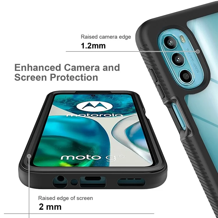 Per Motorola Moto G52 4G / G82 5G Custodia Telefonica in Acrilico + PC + TPU Antiurto Trasparente Protettiva - Blu Scuro