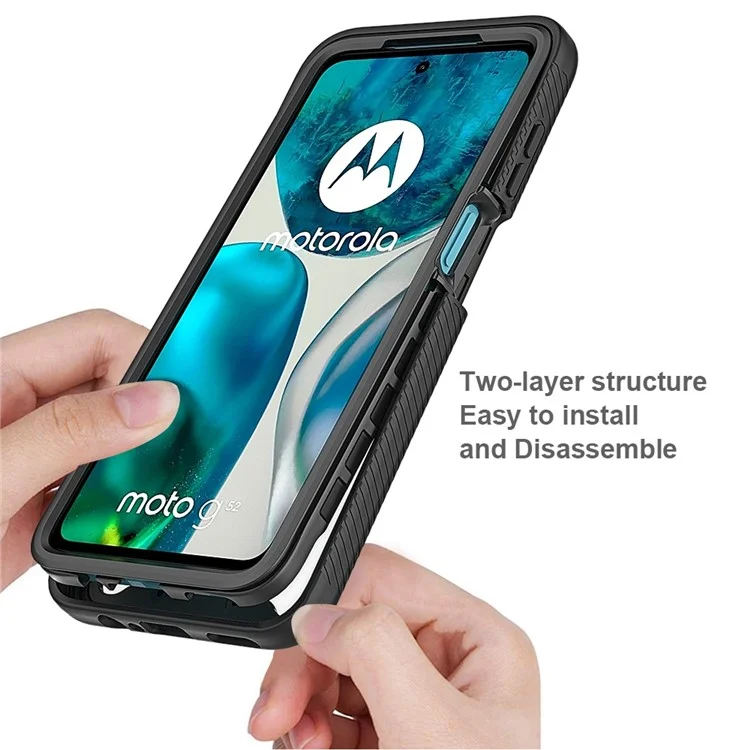 Per Motorola Moto G52 4G / G82 5G Custodia Telefonica in Acrilico + PC + TPU Antiurto Trasparente Protettiva - Blu Scuro