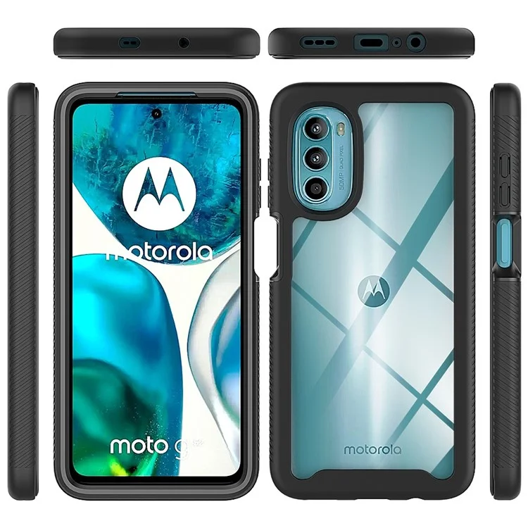 Per Motorola Moto G52 4G / G82 5G Custodia Telefonica in Acrilico + PC + TPU Antiurto Trasparente Protettiva - Blu Scuro