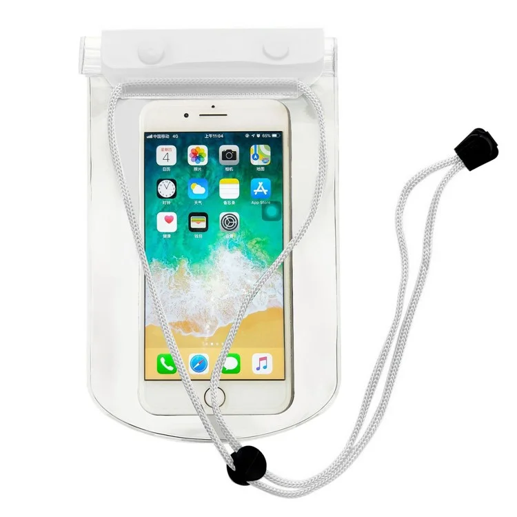 Sachet étanche à 3 couches épaisses pour téléphone portable de moins de 7 pouces, pour la plage, la piscine, avec cordon réglable - Transparent